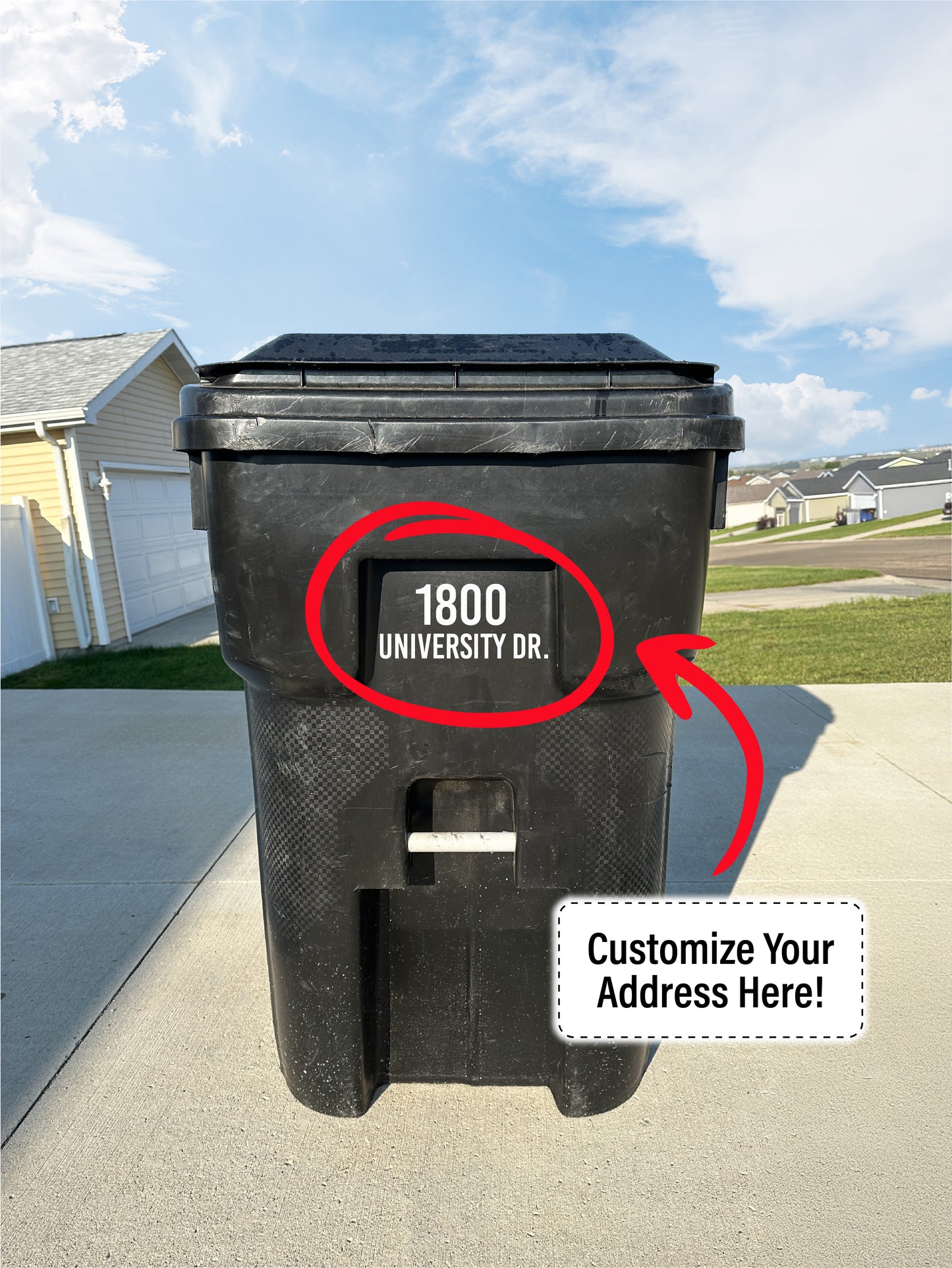 Custom Address decal for Garbage Can