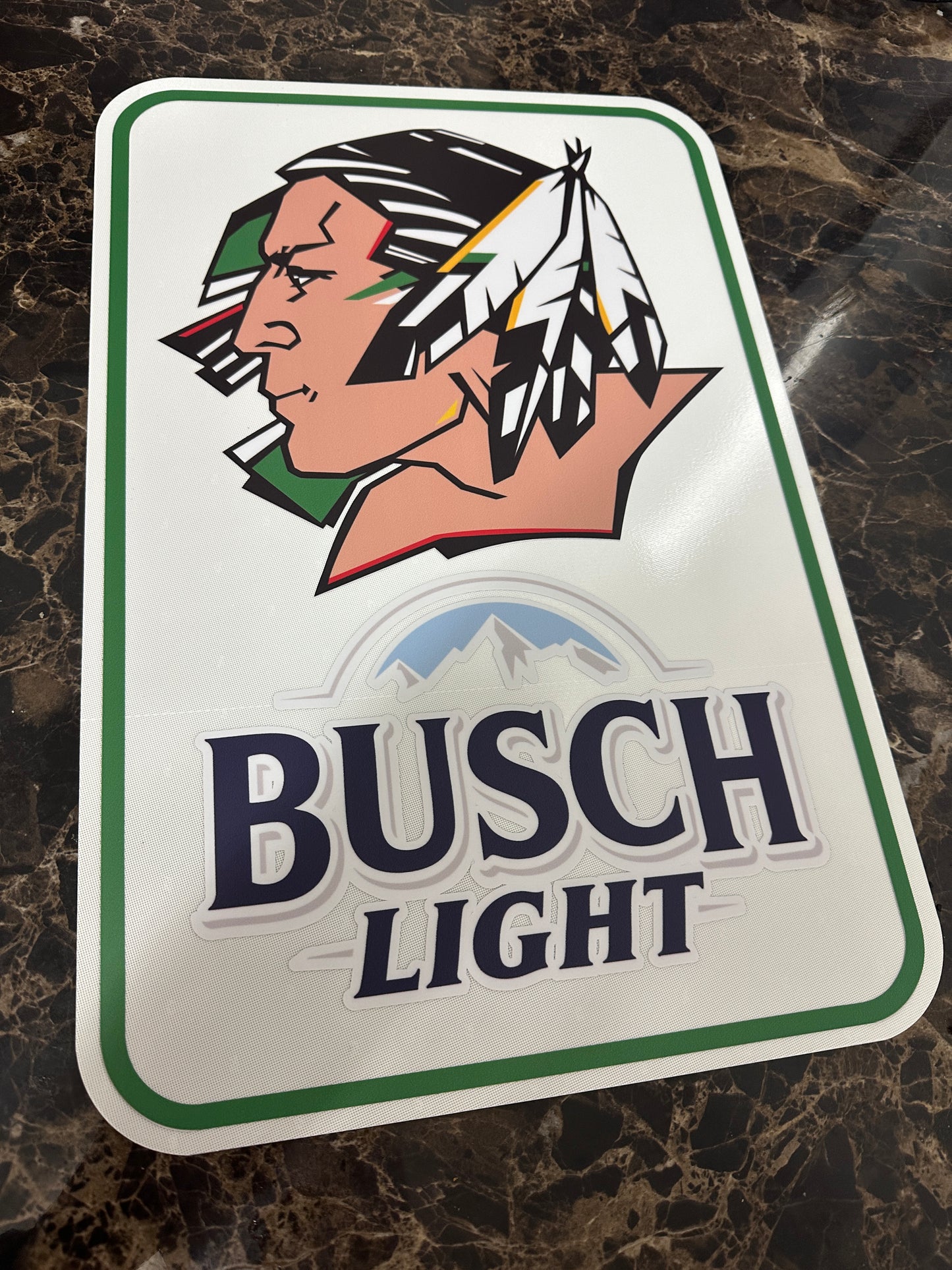 Fighting Sioux and Busch Light Beer sign detail