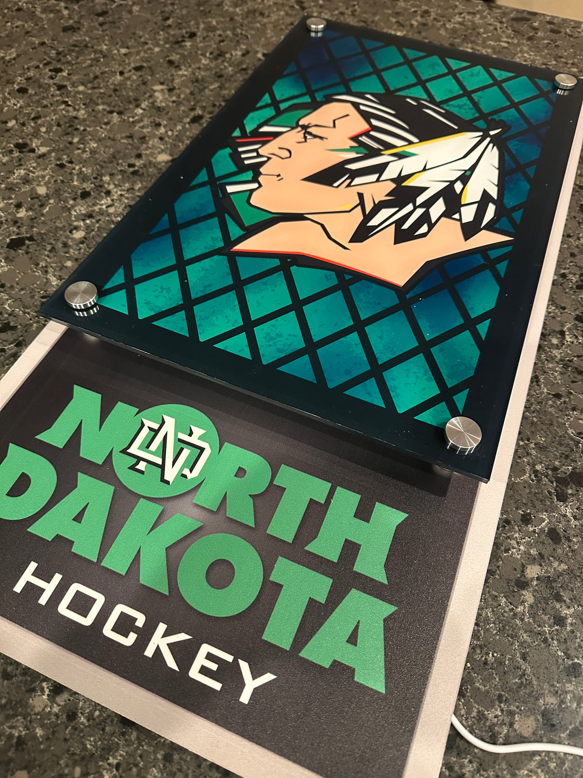 North Dakota Fighting Sioux Hockey Backlit LED Bar Sign