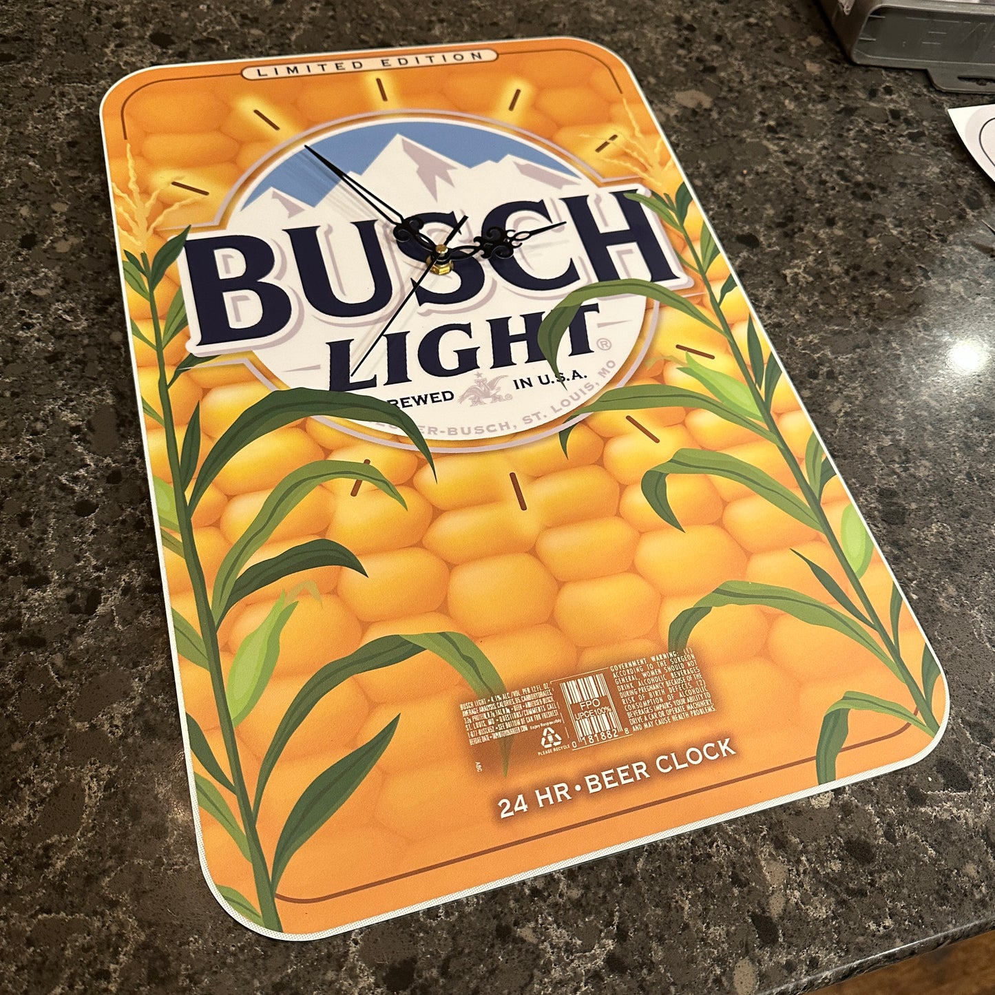 Busch Light Corn For the Farmers Series Clock .080 alum custom sign 12" x 18"