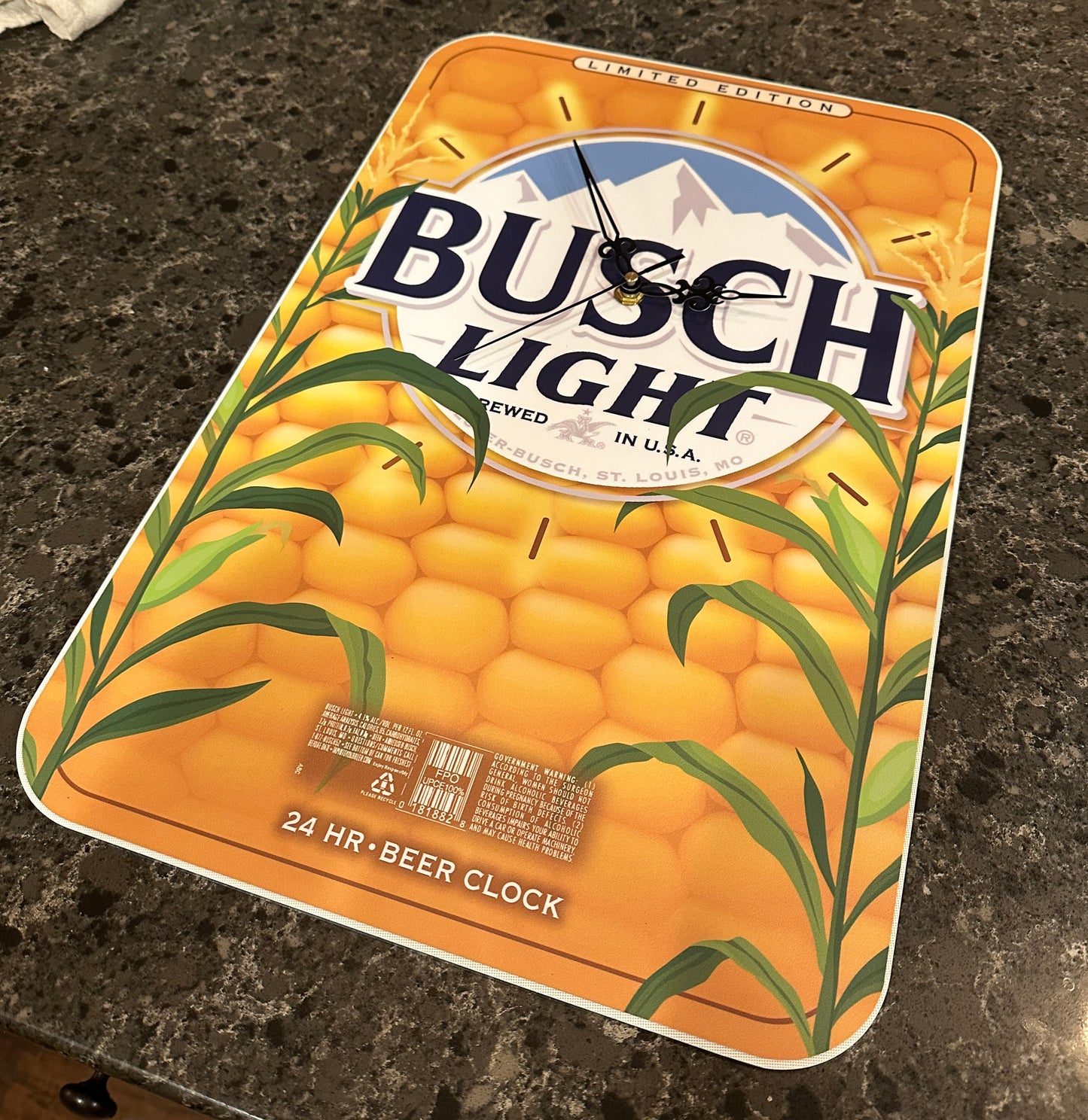 Busch Light Corn For the Farmers Series Clock .080 alum custom sign 12" x 18"