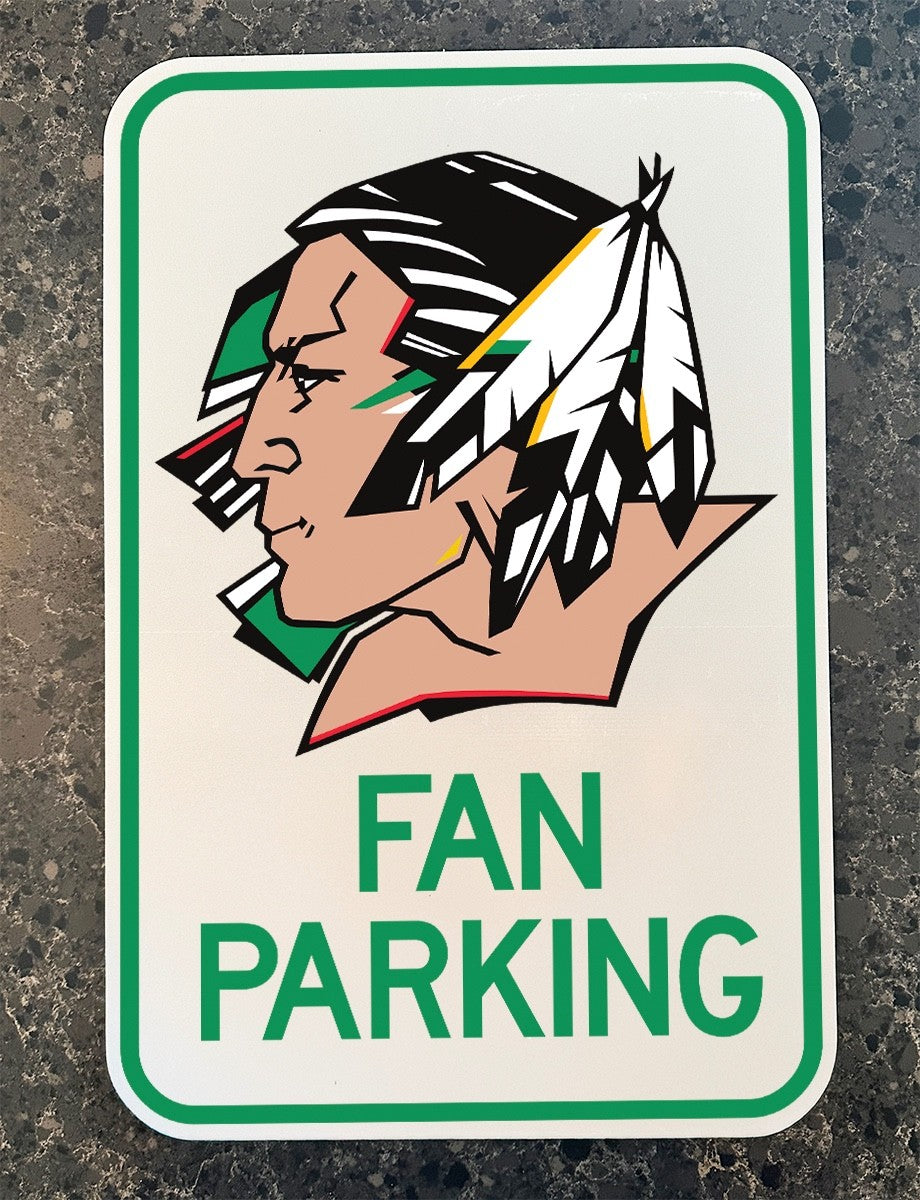 UND Sioux Fan Parking sign