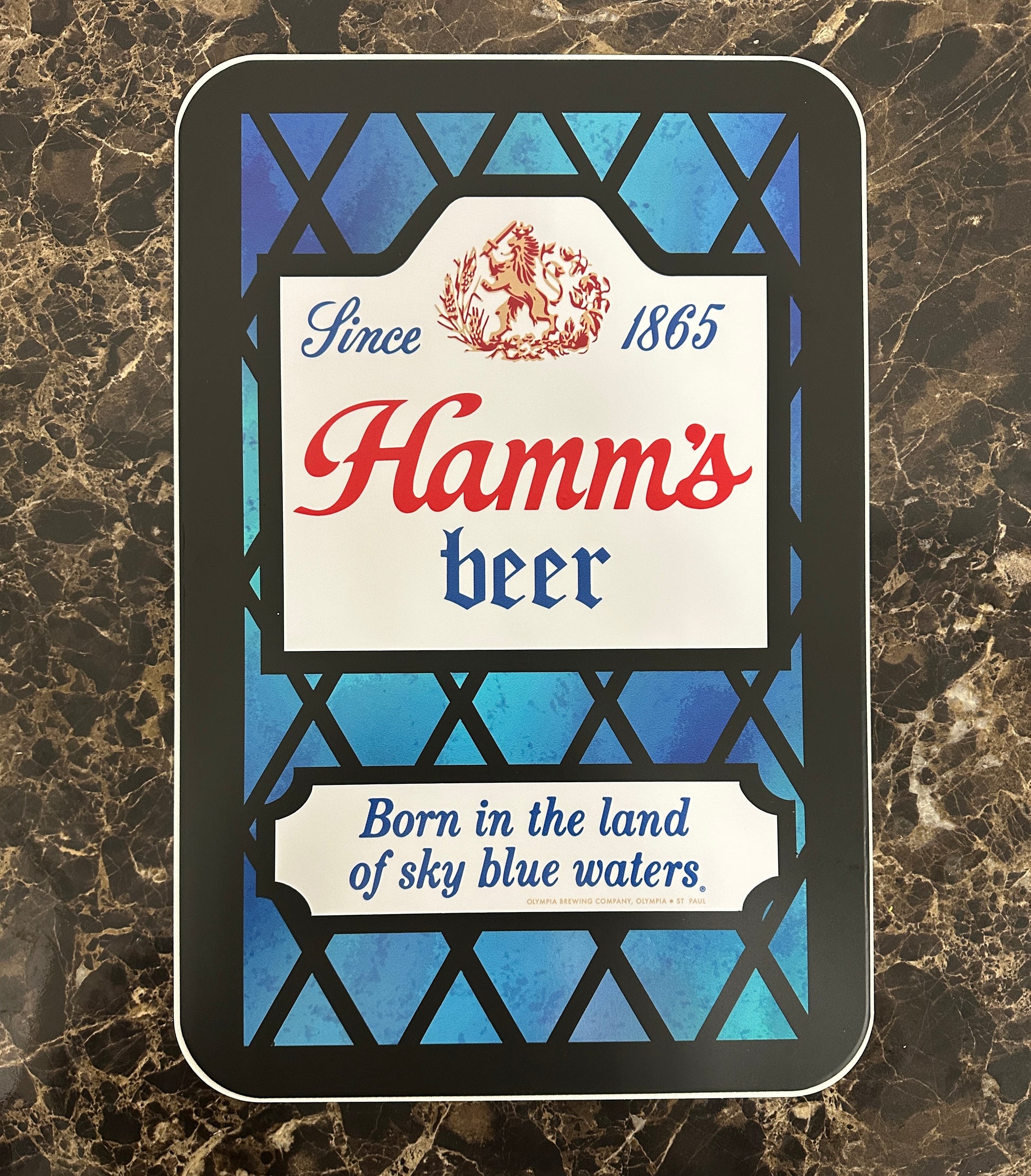 Vintage style Hamm's Beer aluminum sign reproduction 12x18
