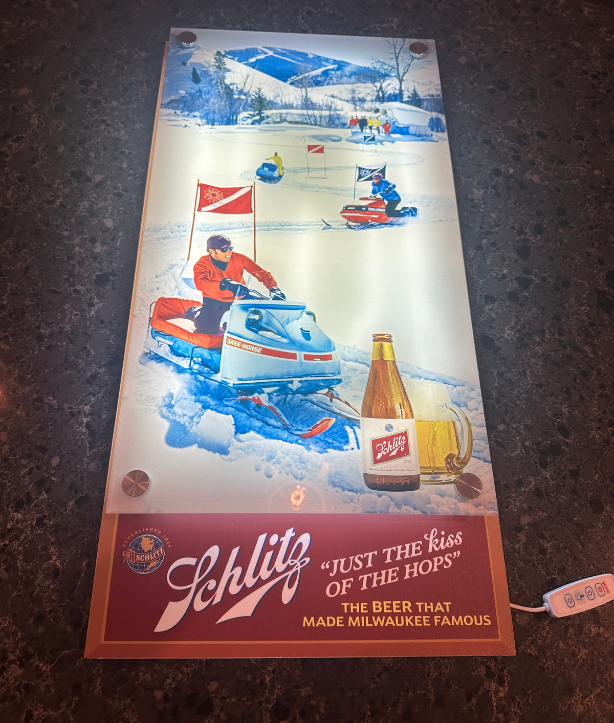 Schlitz Vintage Snowmobile Backlit LED Bar Sign