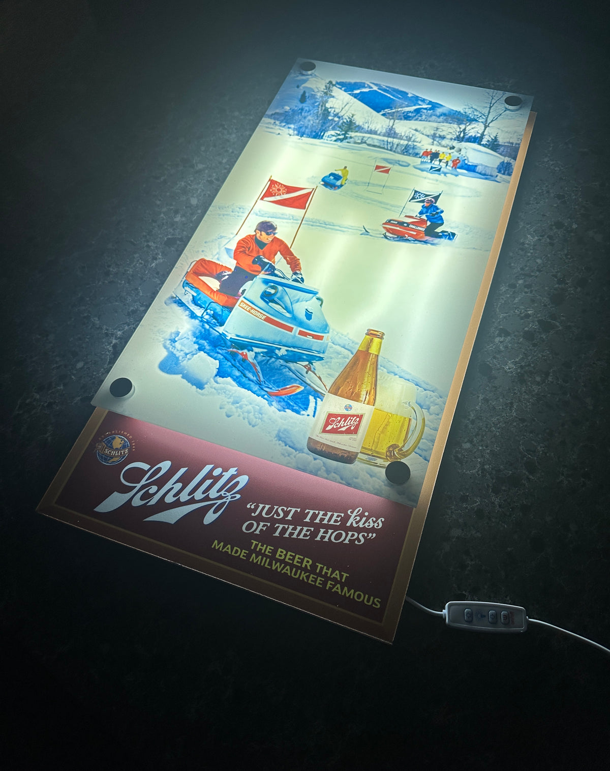 Schlitz Vintage Snowmobile Backlit LED Bar Sign