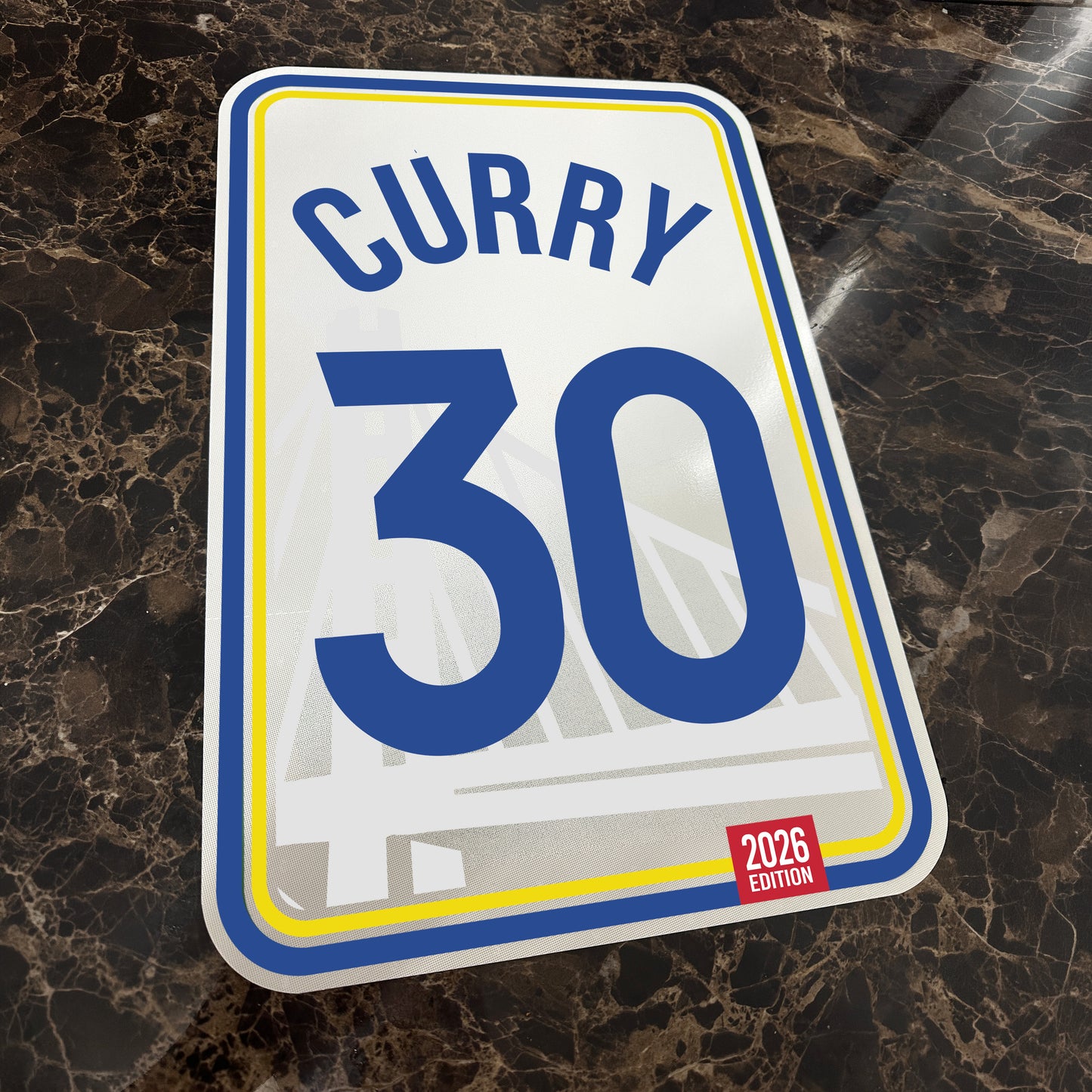 Stephen Curry #30 Golden State Warriors custom jersey number sign, 12x18 reflective aluminum