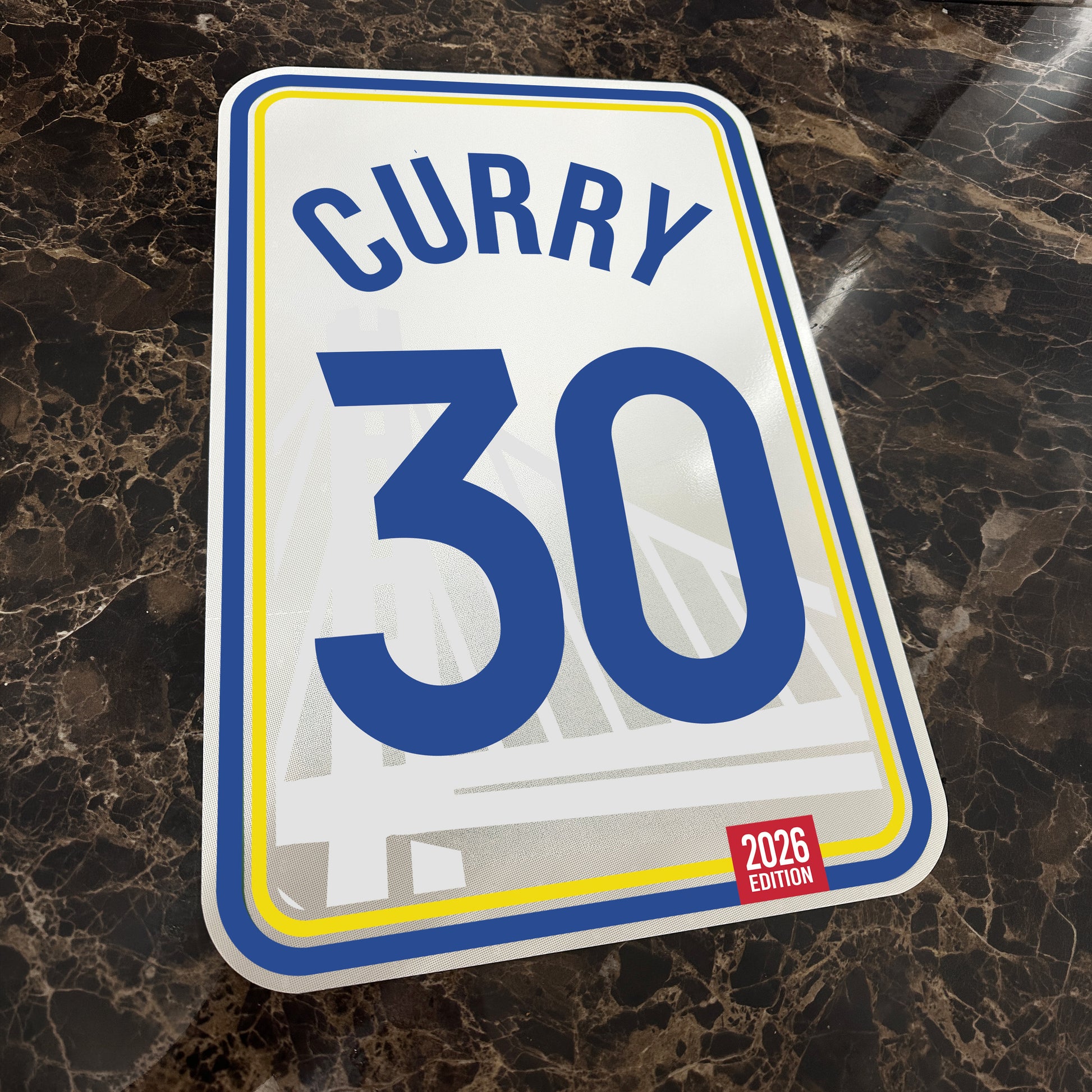 Stephen Curry #30 Golden State Warriors custom jersey number sign, 12x18 reflective aluminum