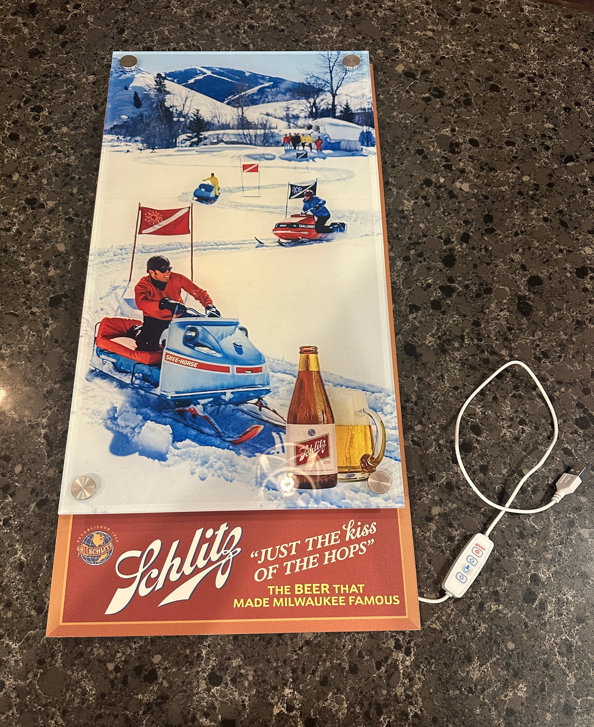 Schlitz Vintage Snowmobile Backlit LED Bar Sign