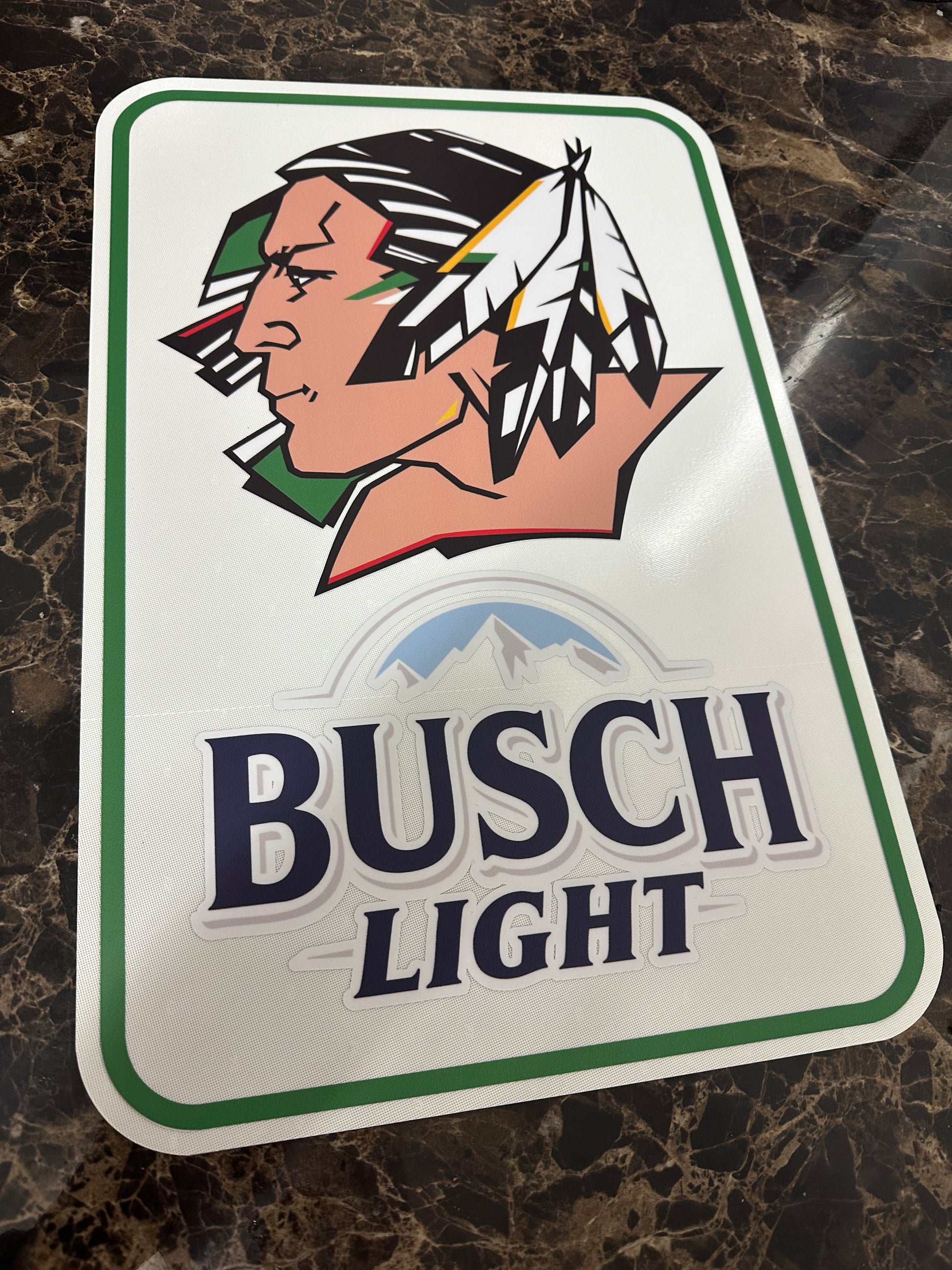 Fighting Sioux and Busch Light Beer sign detail