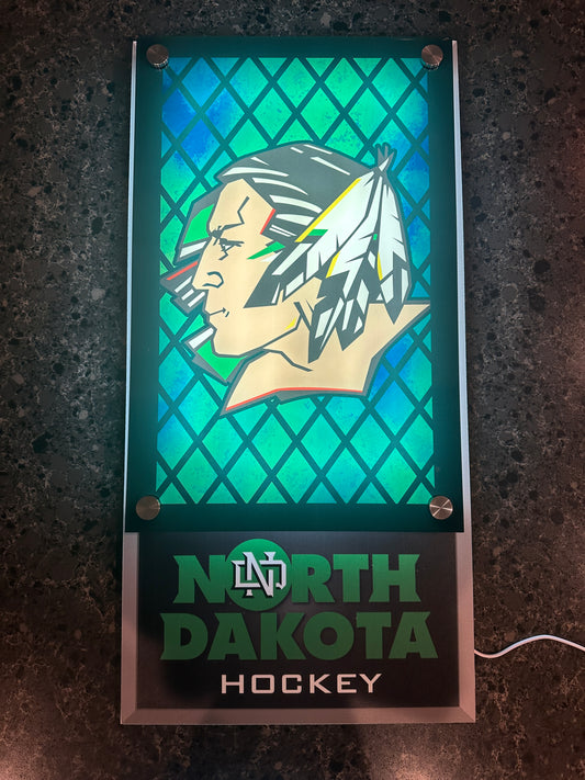 North Dakota Fighting Sioux Hockey Backlit LED Bar Sign