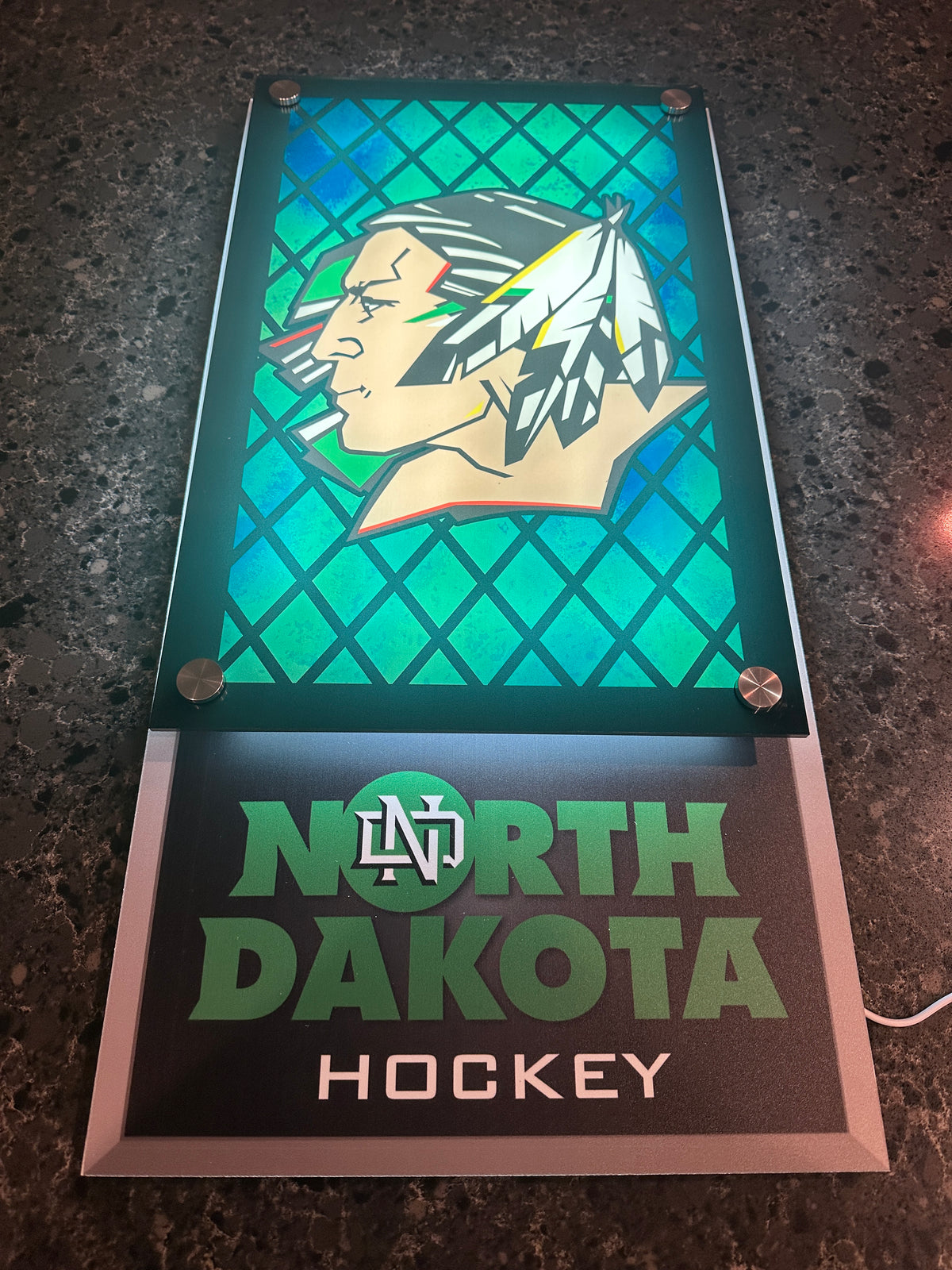 North Dakota Fighting Sioux Hockey Backlit LED Bar Sign