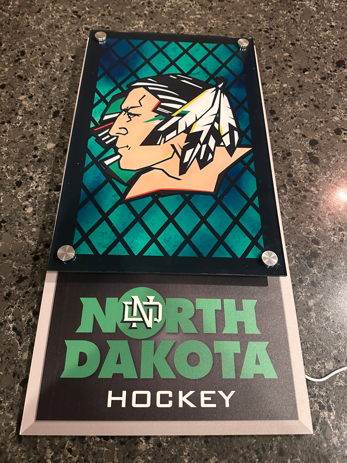 North Dakota Fighting Sioux Hockey Backlit LED Bar Sign