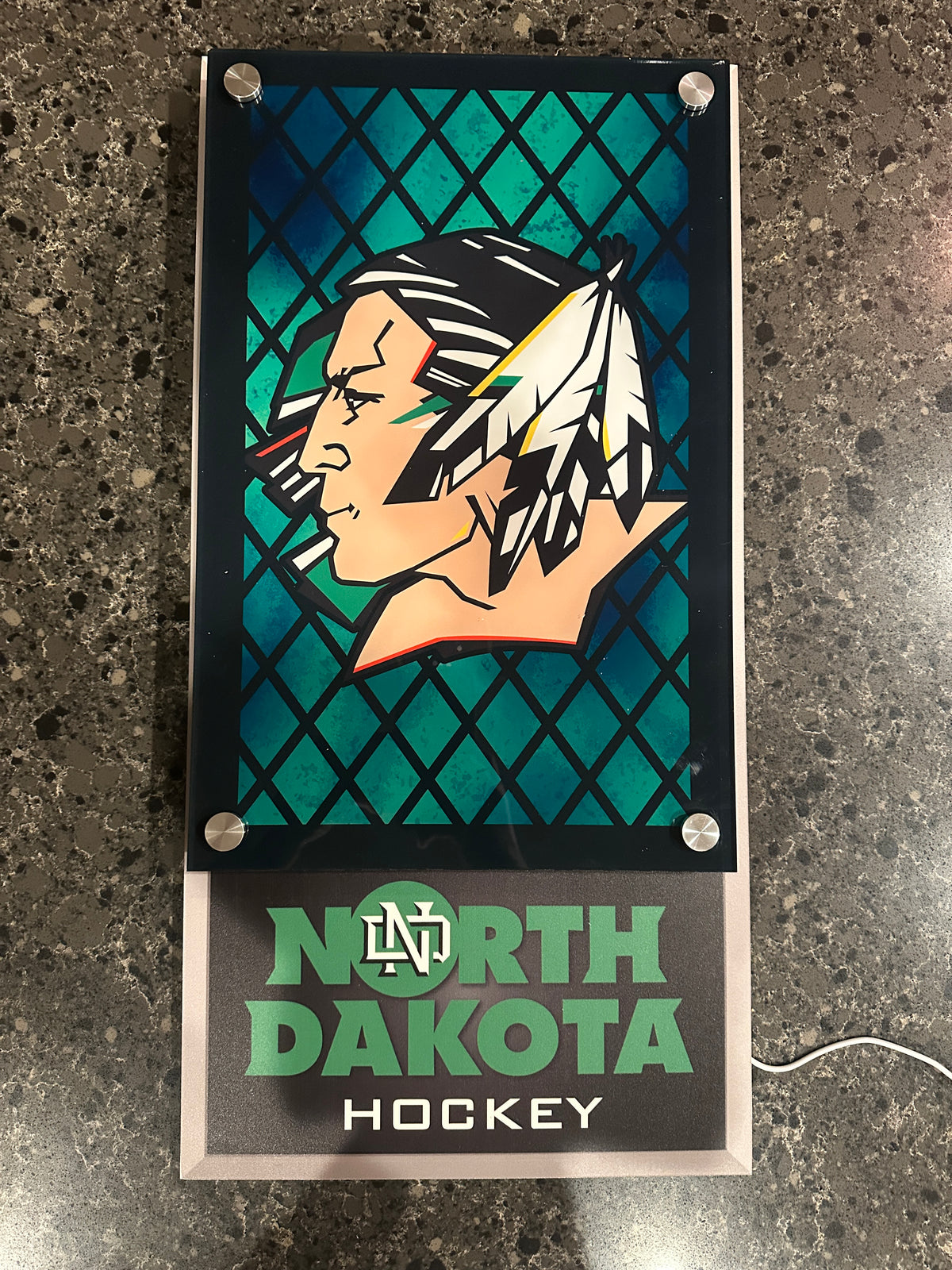 North Dakota Fighting Sioux Hockey Backlit LED Bar Sign