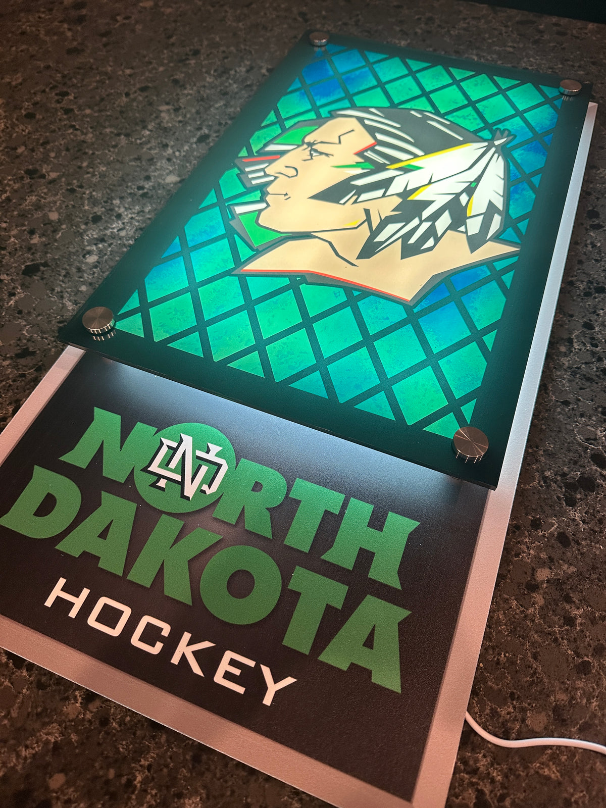 North Dakota Fighting Sioux Hockey Backlit LED Bar Sign