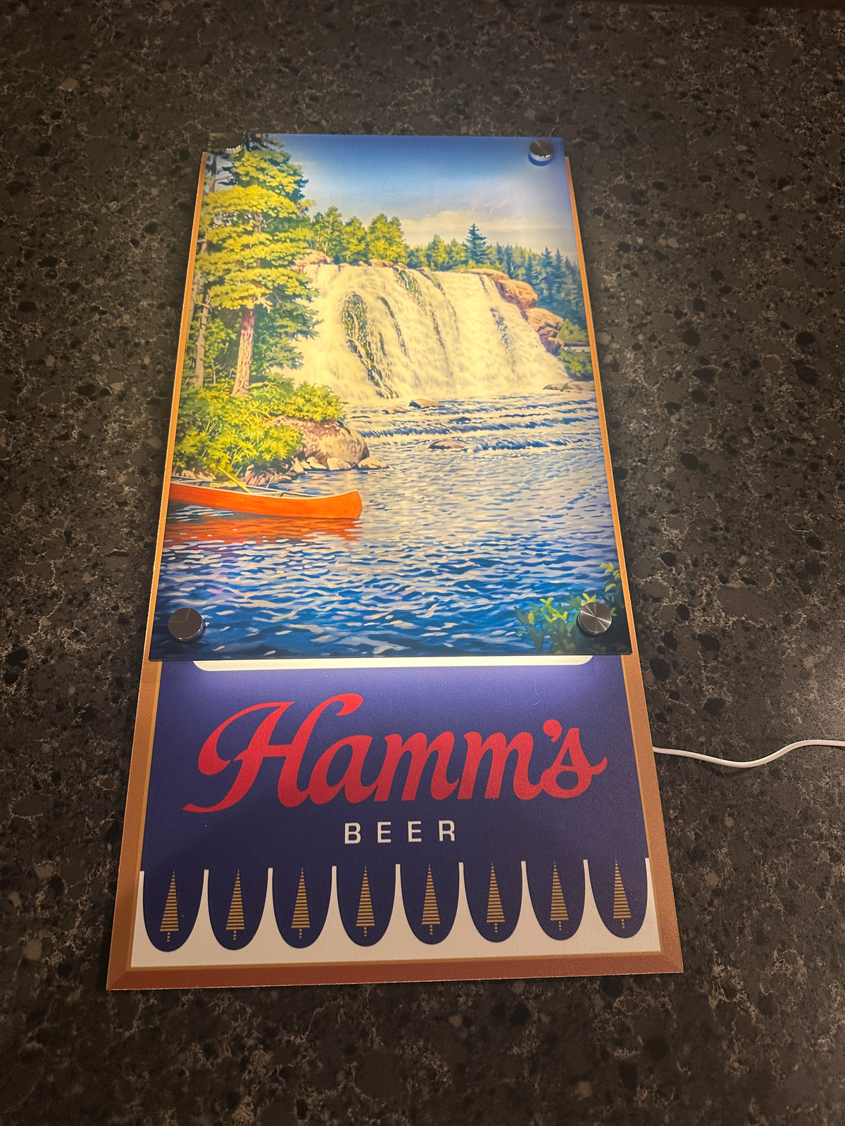 Hamm's Beer Northwoods Waterfall Backlit LED Bar Sign