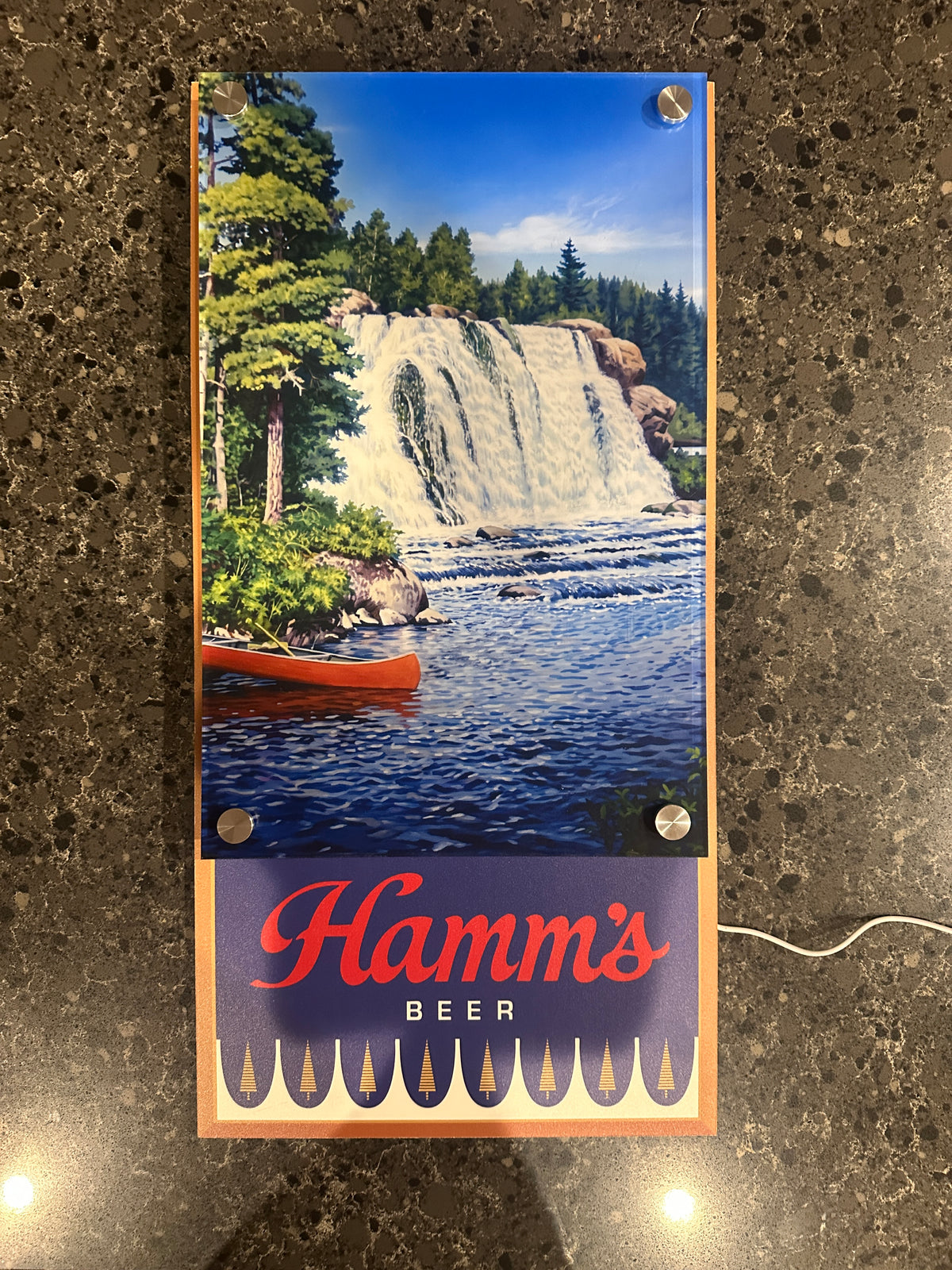 Hamm's Beer Northwoods Waterfall Backlit LED Bar Sign
