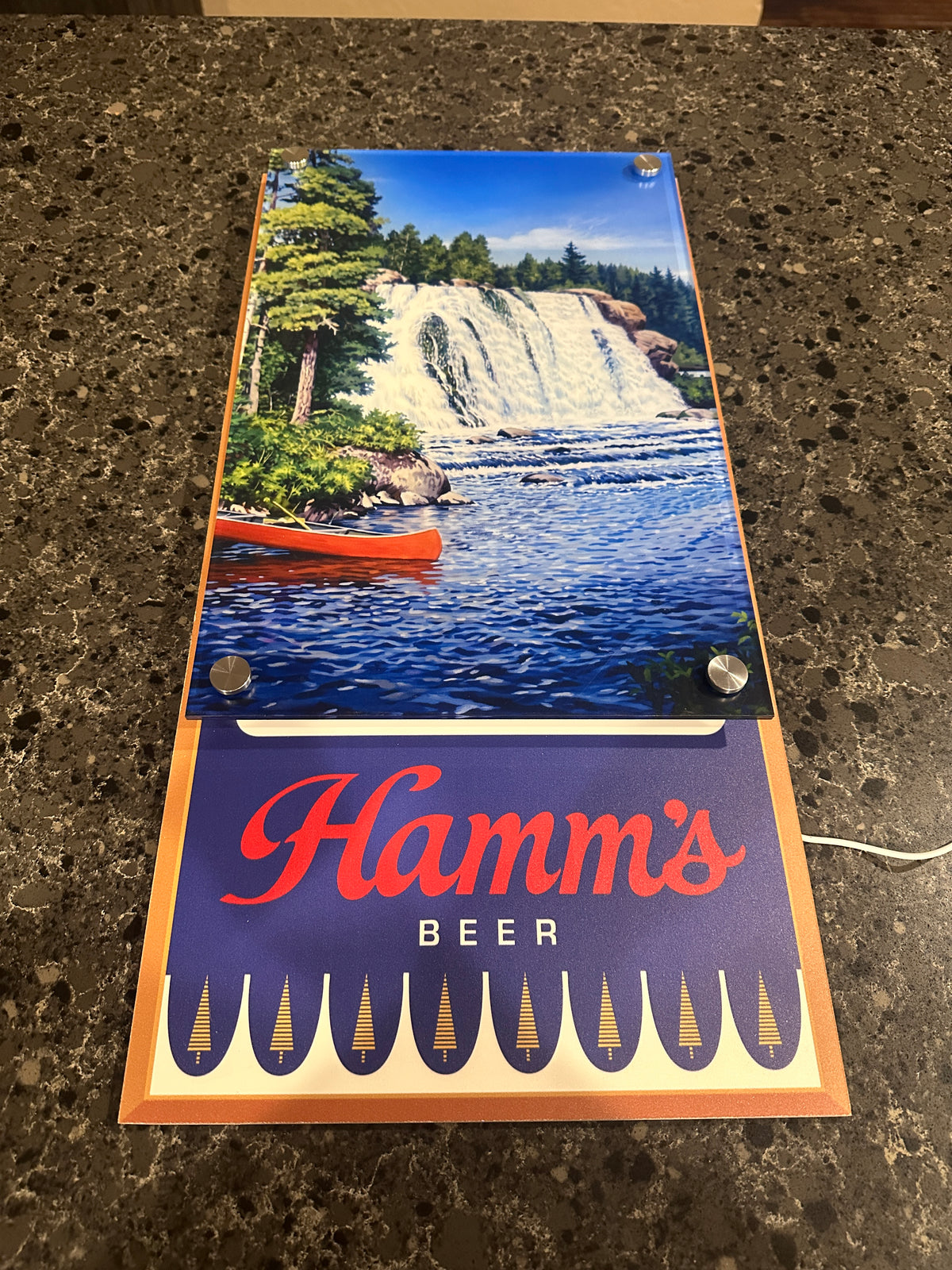 Hamm's Beer Northwoods Waterfall Backlit LED Bar Sign