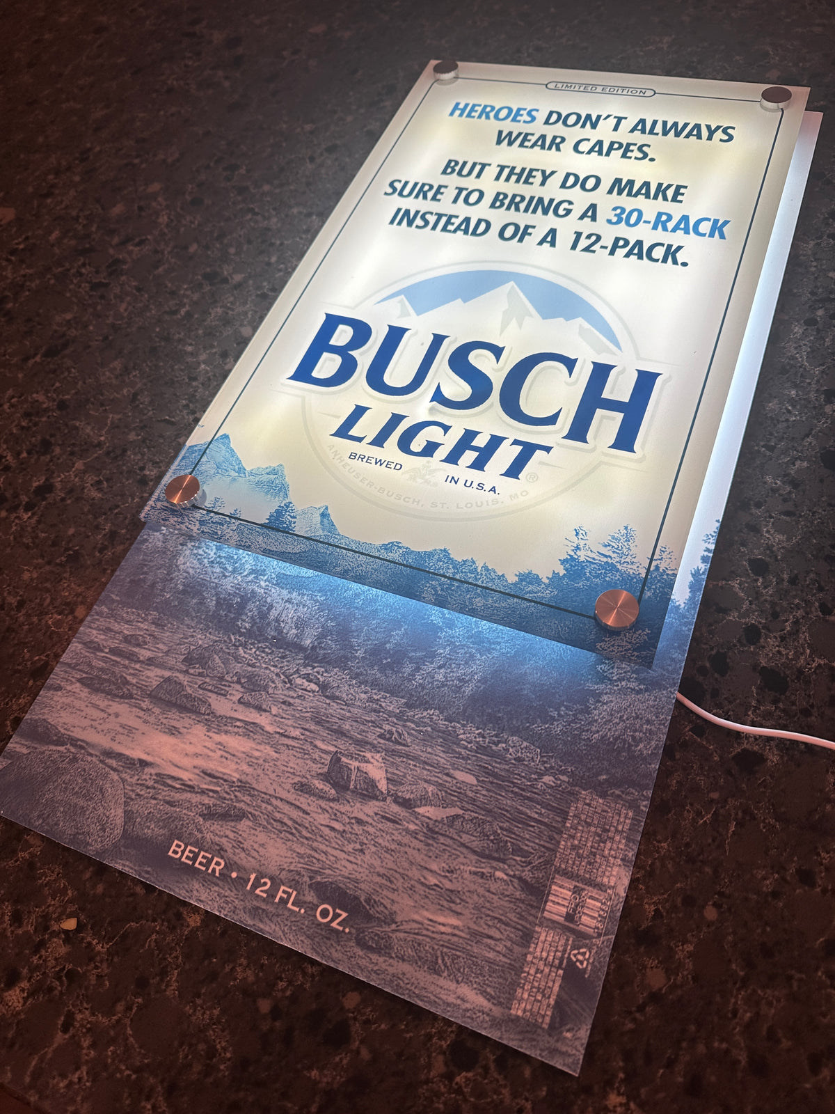 Busch Light "Heroes Bring a 30-Rack" Backlit LED Bar Sign