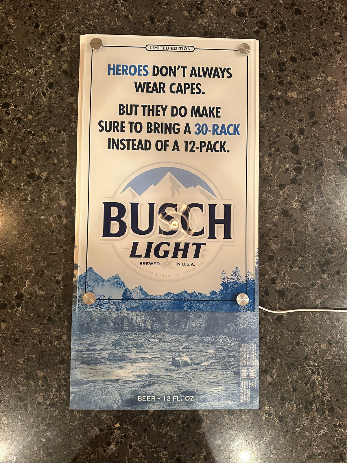 Busch Light "Heroes Bring a 30-Rack" Backlit LED Bar Sign