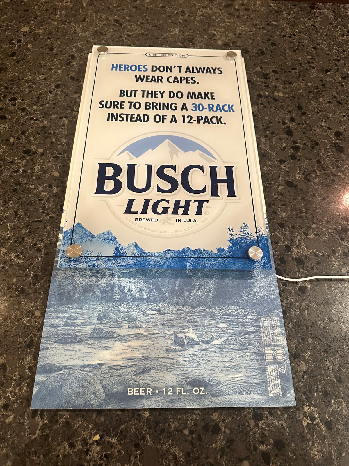 Busch Light "Heroes Bring a 30-Rack" Backlit LED Bar Sign