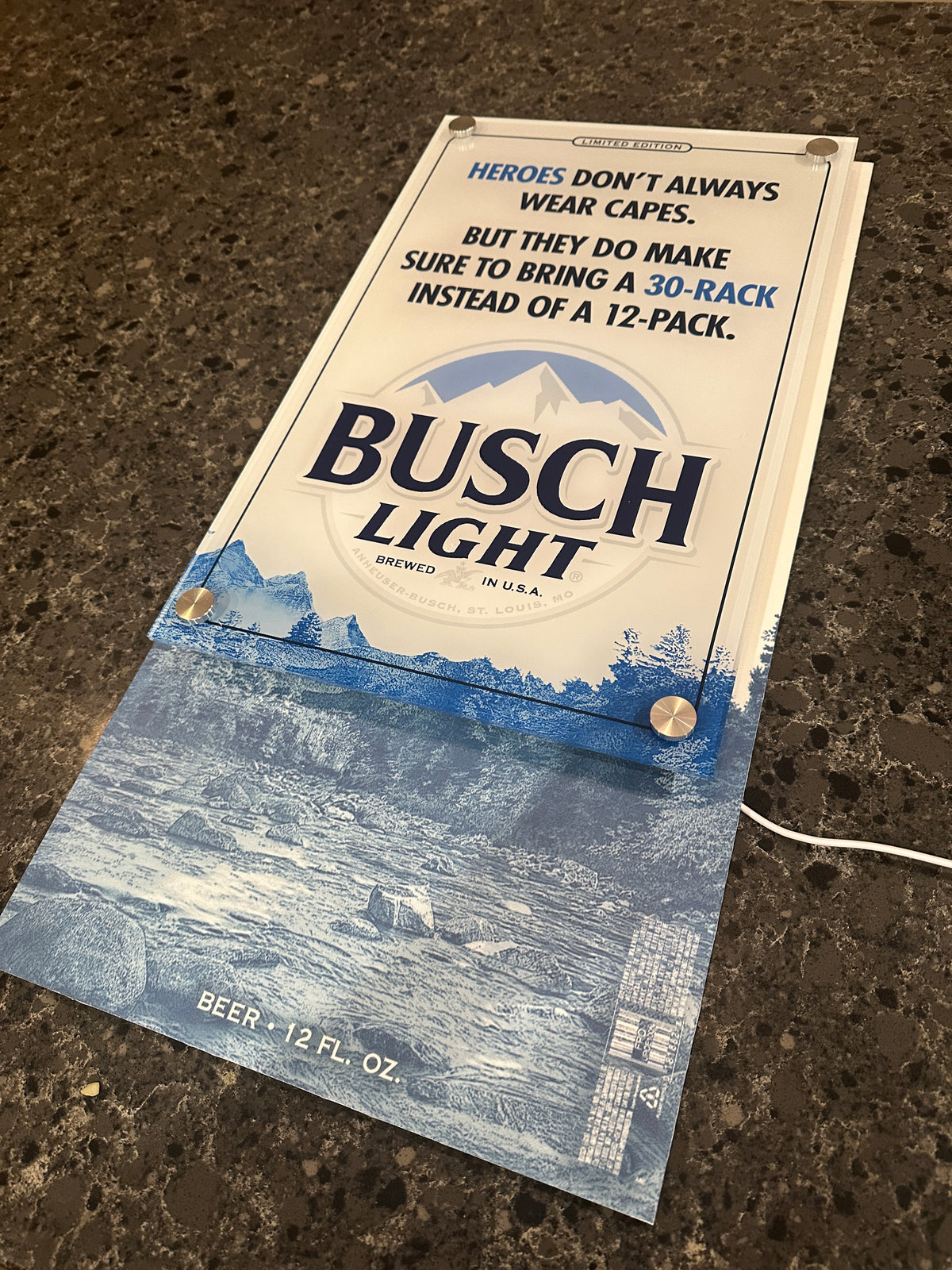 Busch Light "Heroes Bring a 30-Rack" Backlit LED Bar Sign