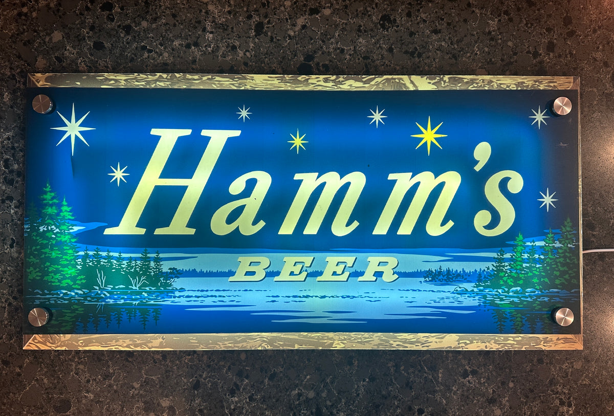 Hamm's Beer Lake & Stars Backlit LED Bar Sign