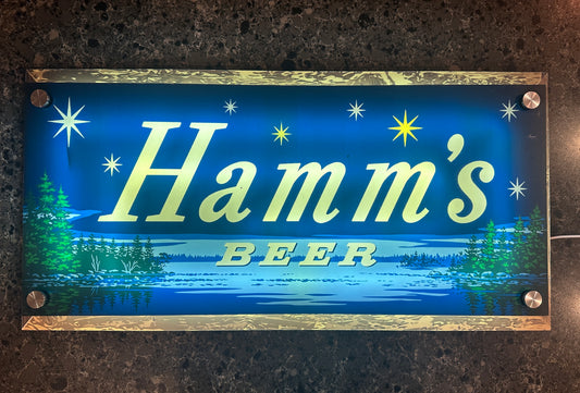 Hamm's Beer Lake & Stars Backlit LED Bar Sign