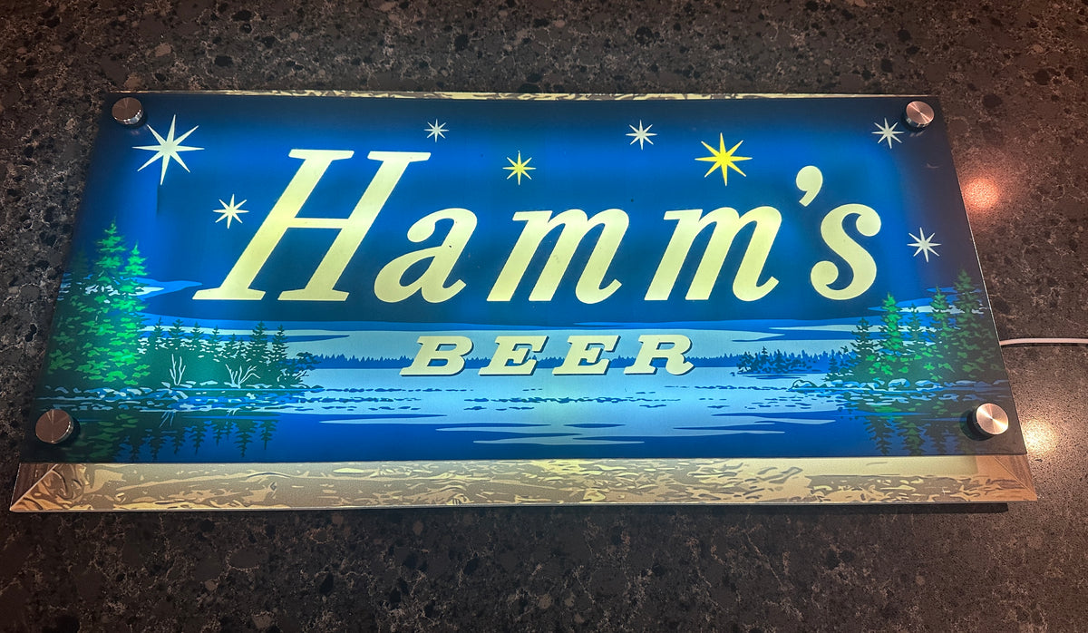 Hamm's Beer Lake & Stars Backlit LED Bar Sign