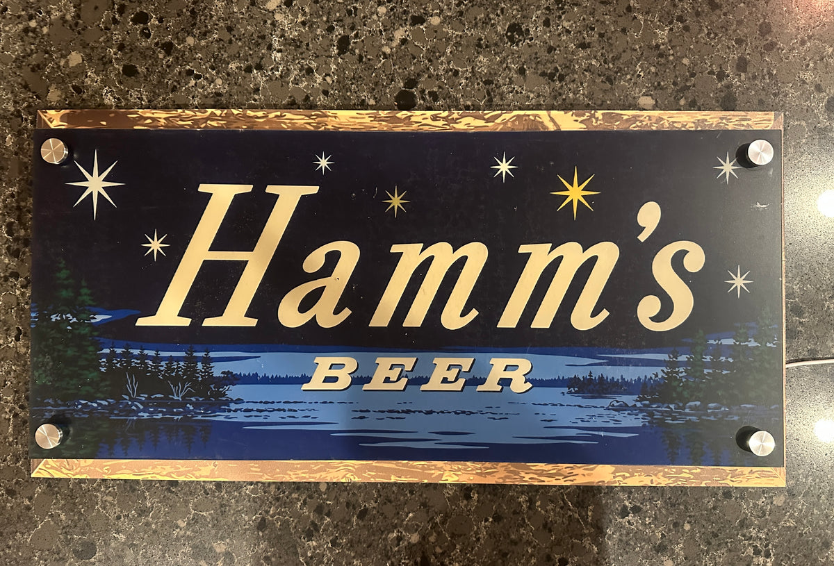 Hamm's Beer Lake & Stars Backlit LED Bar Sign
