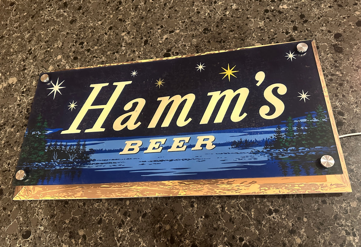 Hamm's Beer Lake & Stars Backlit LED Bar Sign