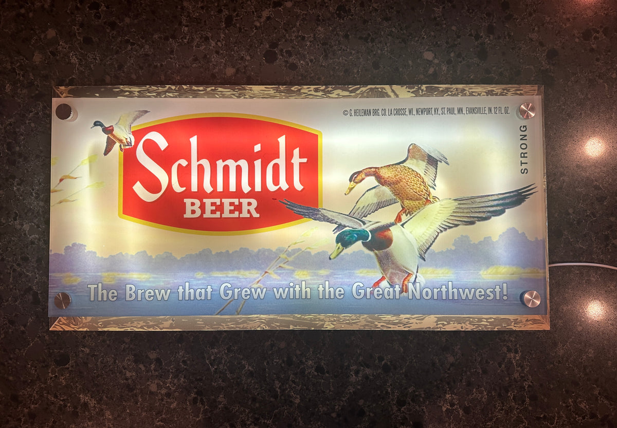 Schmidt Beer Mallard Ducks Backlit LED Bar Sign