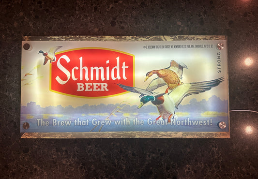 Schmidt Beer Mallard Ducks Backlit LED Bar Sign