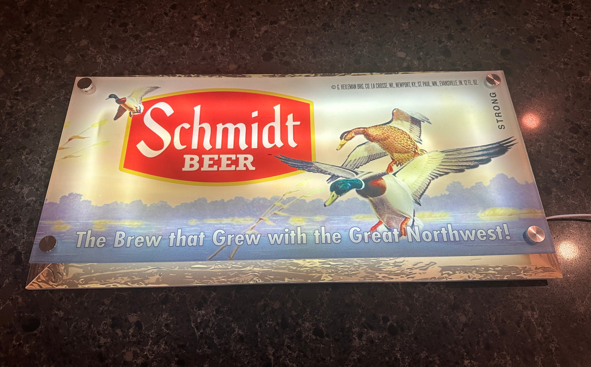Schmidt Beer Mallard Ducks Backlit LED Bar Sign