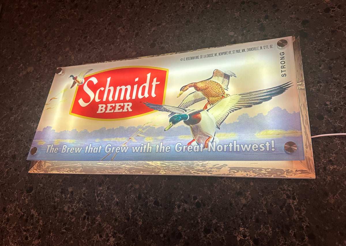 Schmidt Beer Mallard Ducks Backlit LED Bar Sign