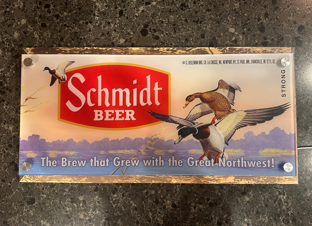 Schmidt Beer Mallard Ducks Backlit LED Bar Sign