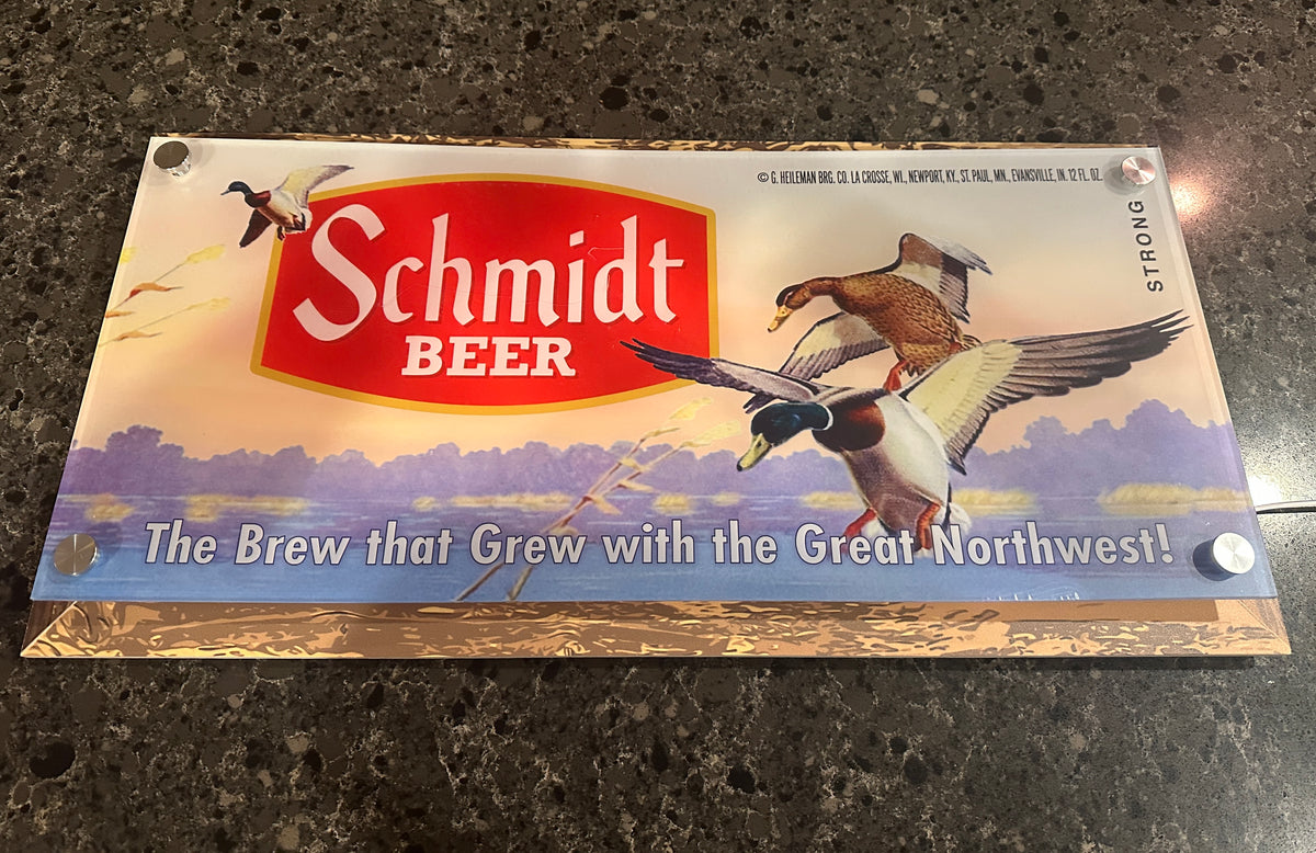 Schmidt Beer Mallard Ducks Backlit LED Bar Sign