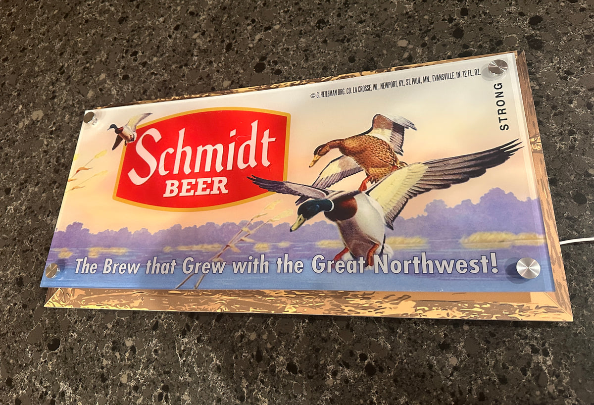 Schmidt Beer Mallard Ducks Backlit LED Bar Sign