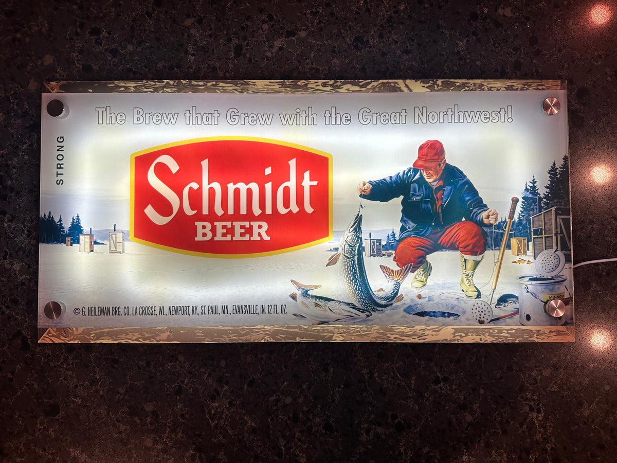 Schmidt Beer Ice Fishing Backlit LED Bar Sign