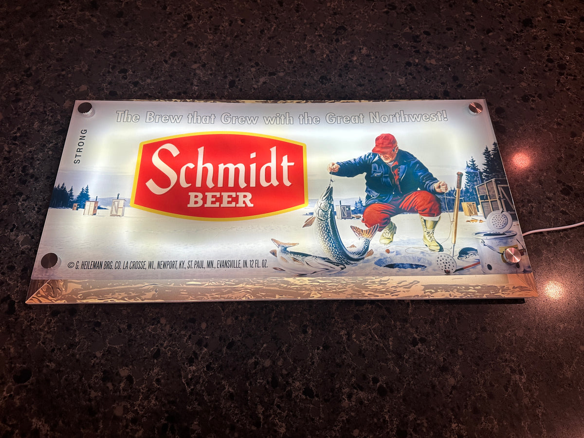 Schmidt Beer Ice Fishing Backlit LED Bar Sign