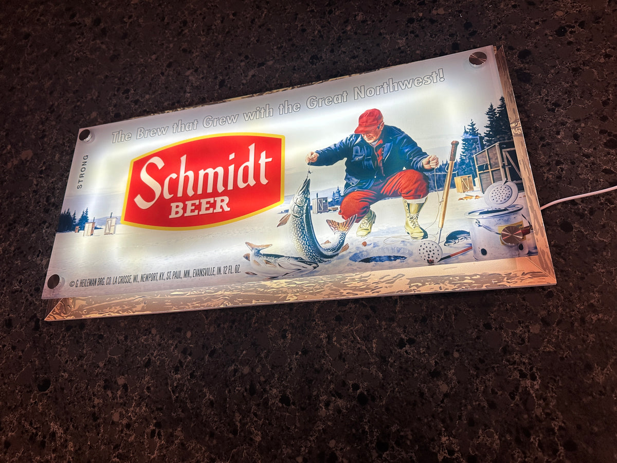 Schmidt Beer Ice Fishing Backlit LED Bar Sign