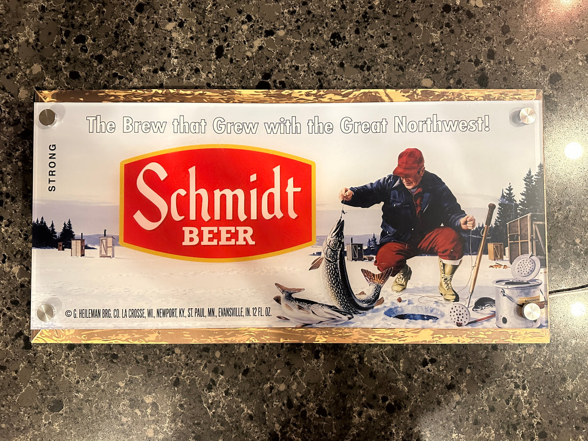 Schmidt Beer Ice Fishing Backlit LED Bar Sign