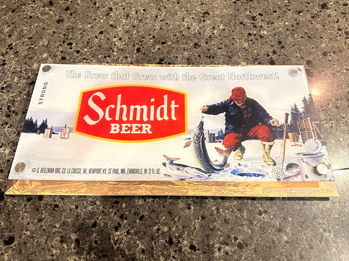 Schmidt Beer Ice Fishing Backlit LED Bar Sign