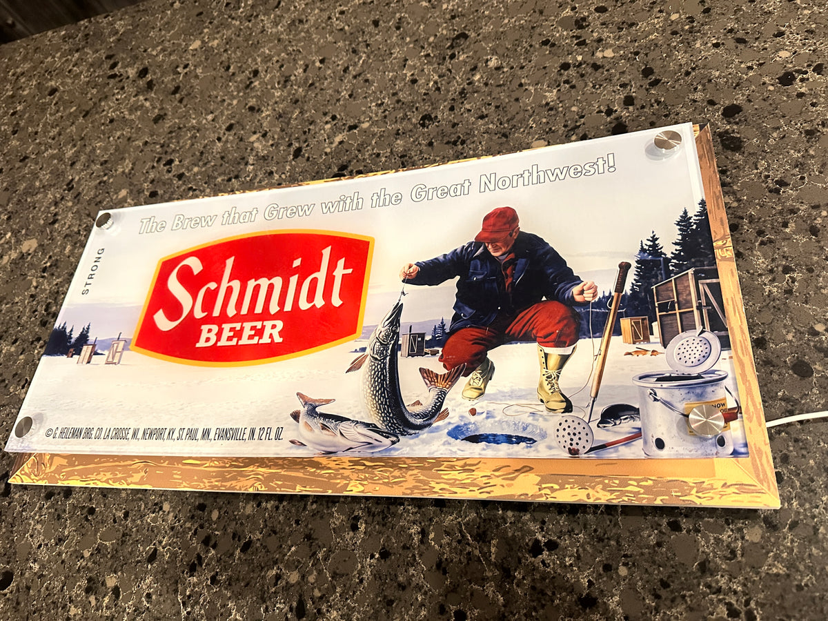 Schmidt Beer Ice Fishing Backlit LED Bar Sign